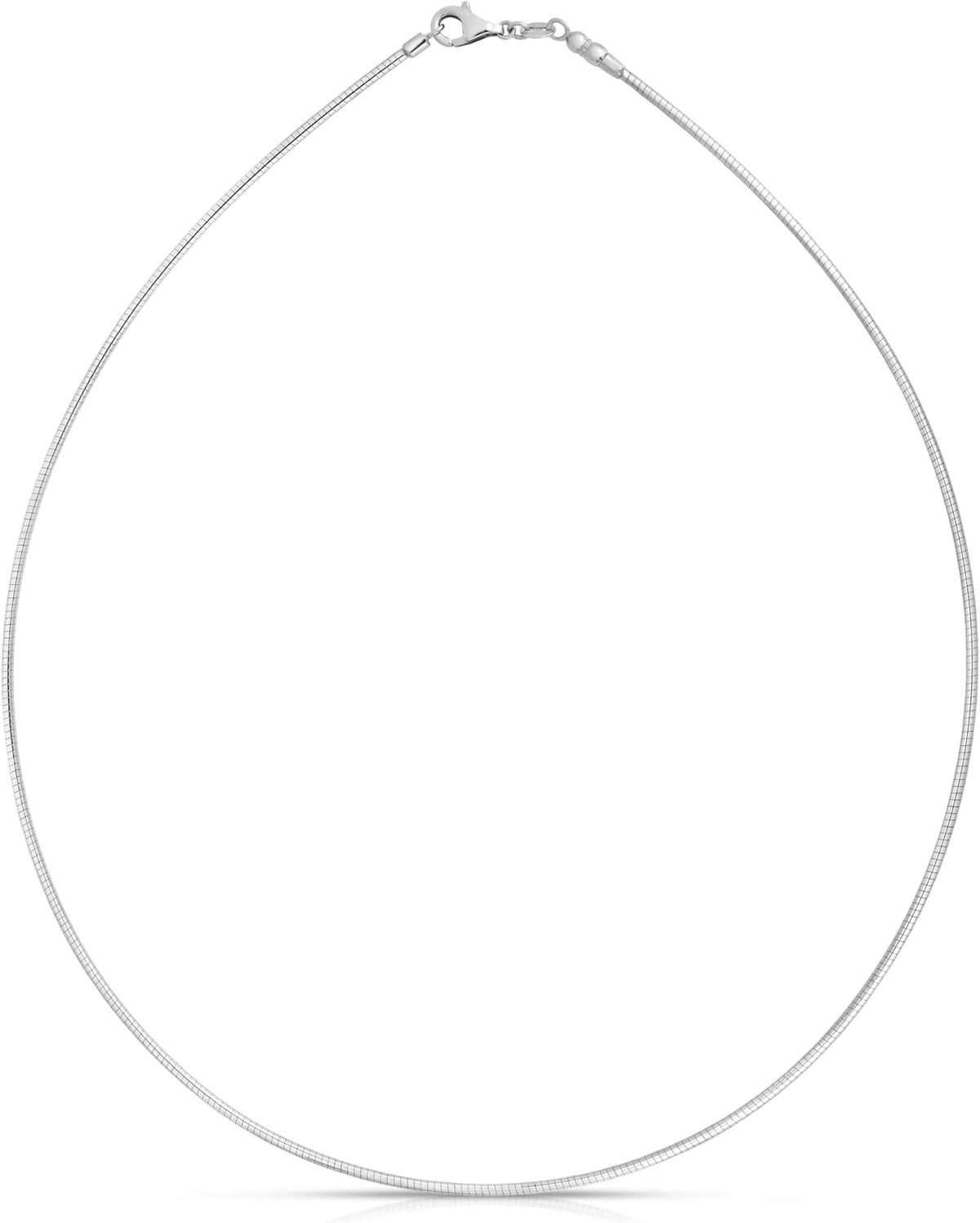 14k White Gold 1.5mm Round Omega Chain Necklace Y9002