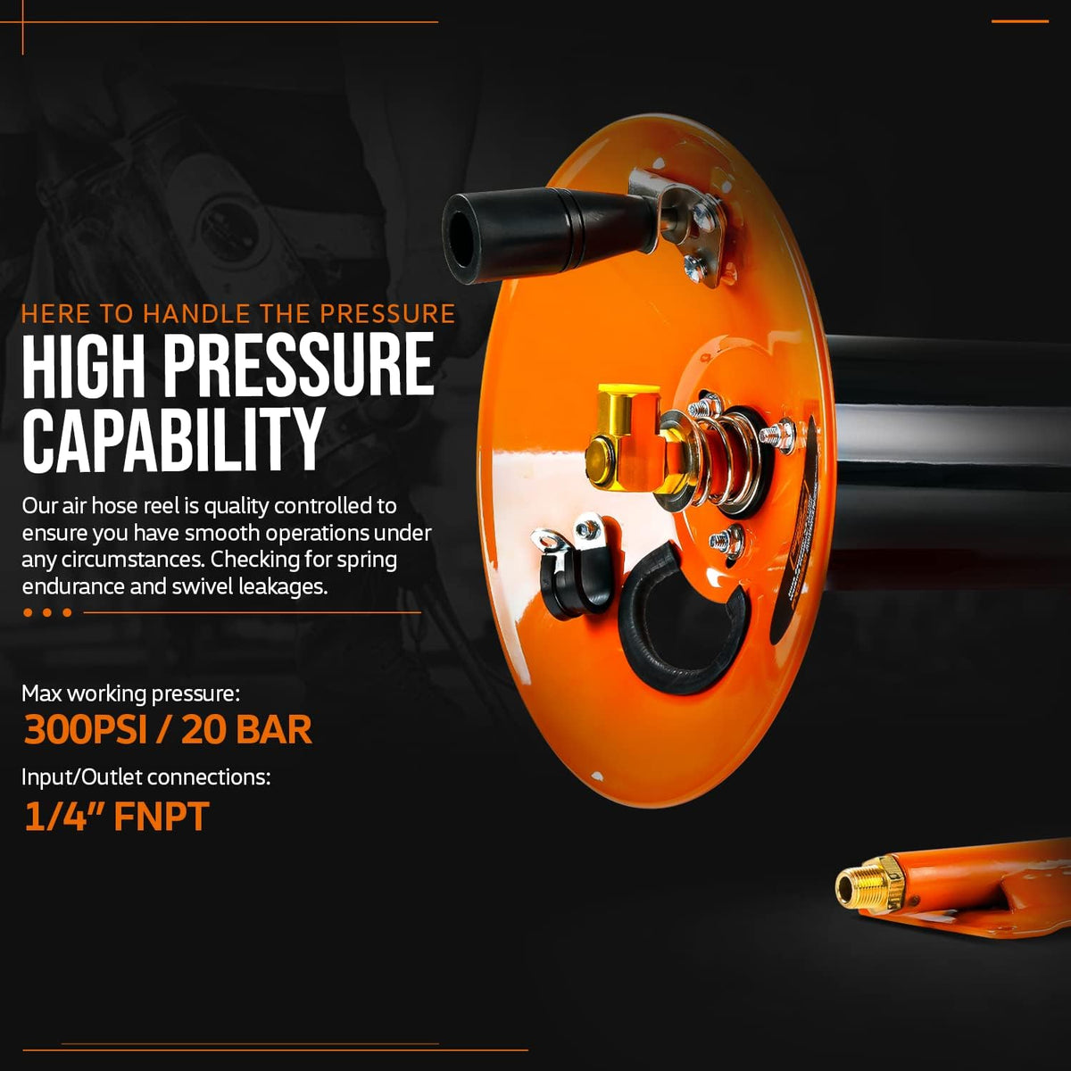 Retractable Air Hose Reel 3/8" x 100' 300 PSI Steel Y6008