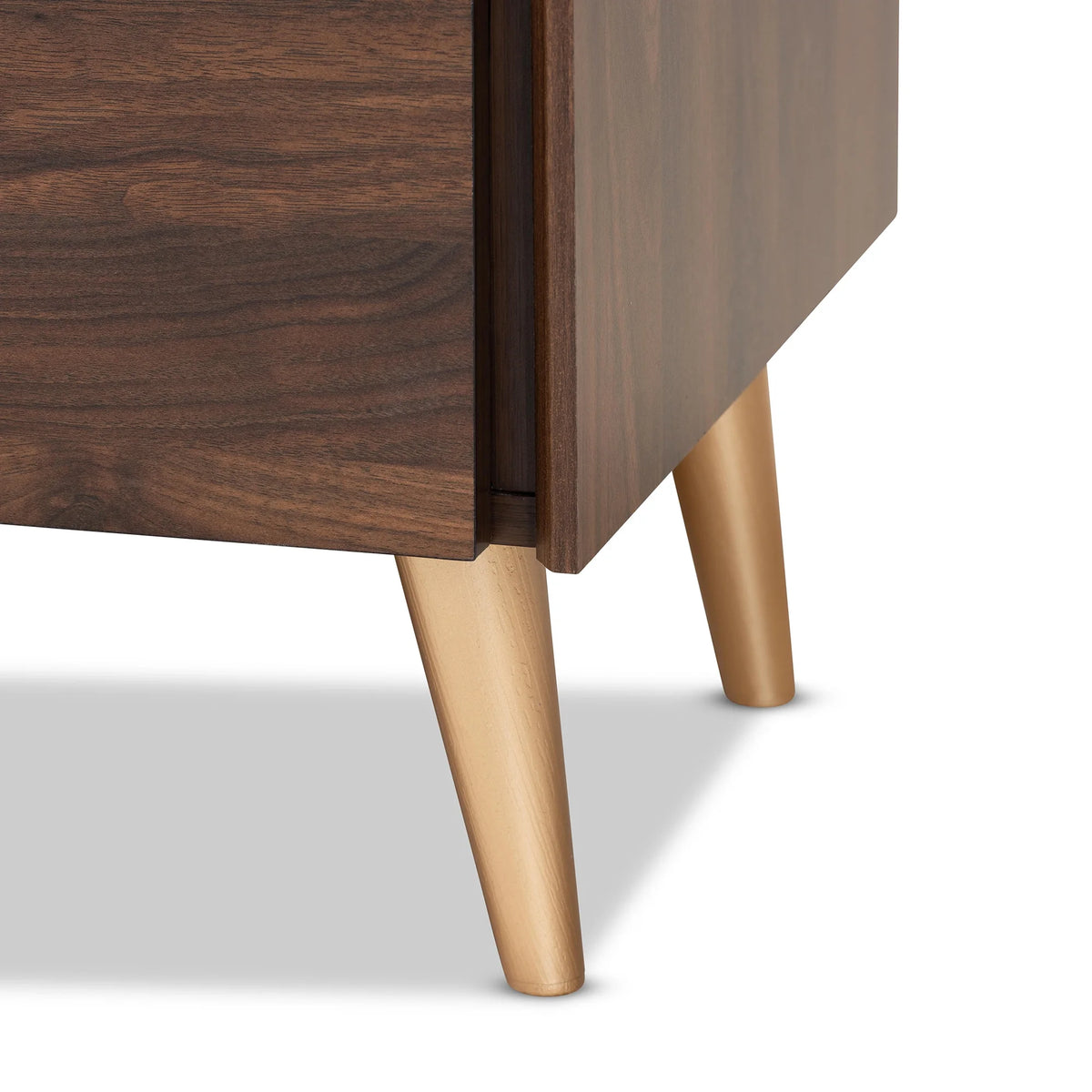 Walnut Brown and Gold Finished Wood TV Stand T93797