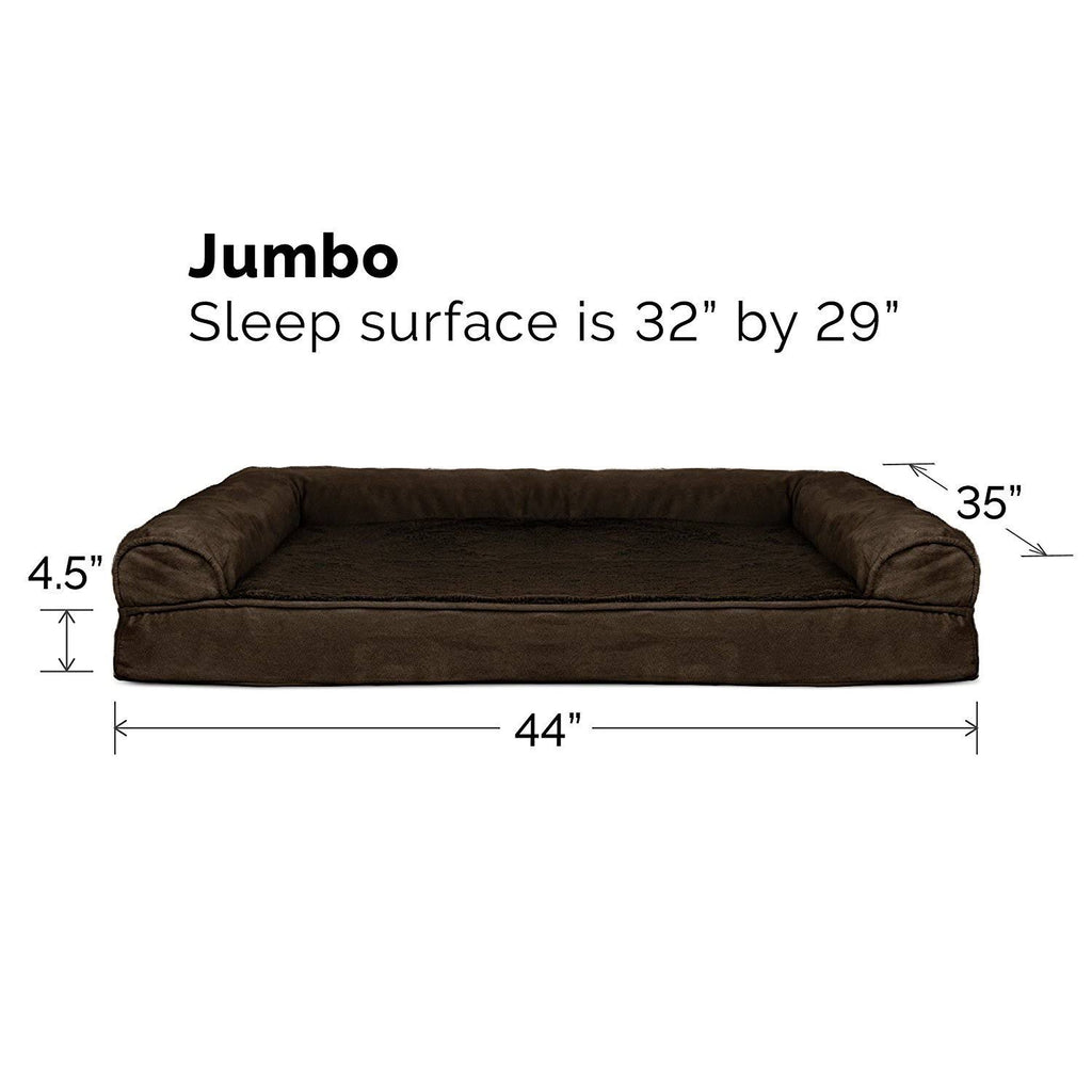 Orthopedic Ultra Plush Sofa-Style Pet Bed, Espresso, Jumbo F605