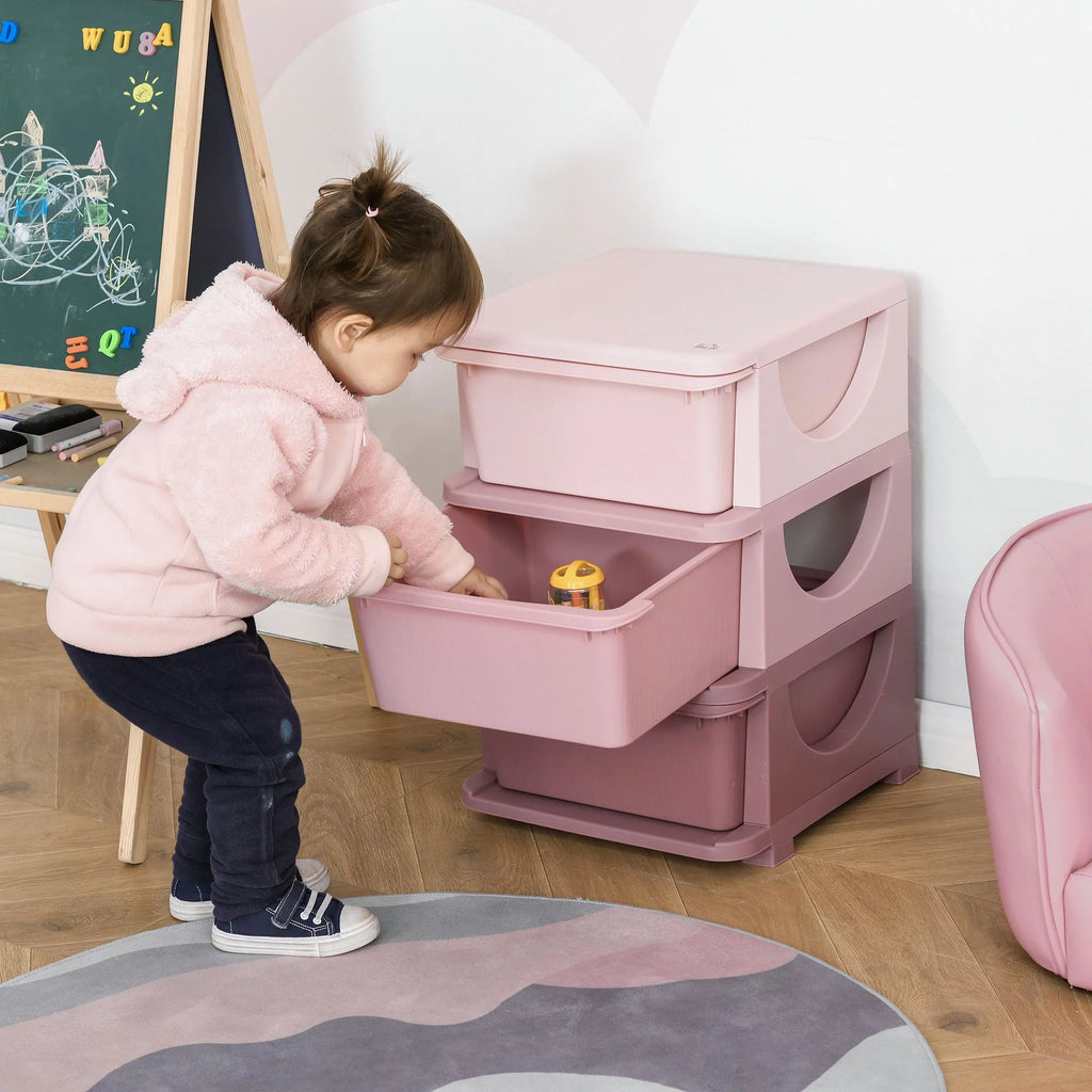 Blue 3 Tier Kids Storage Unit Dresser Tower F737497