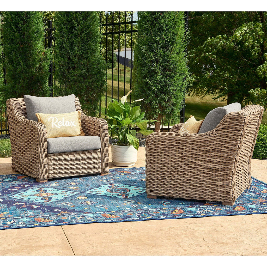 2-Pack Outdoor Lounge Chairs with Cushions and Patio Cover C121