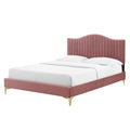 Pink Velvet Tufted Twin Size Platform Bed Frame N496637