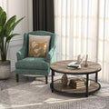 35.8" Round Coffee Table with Storage Open Shelf Y552307
