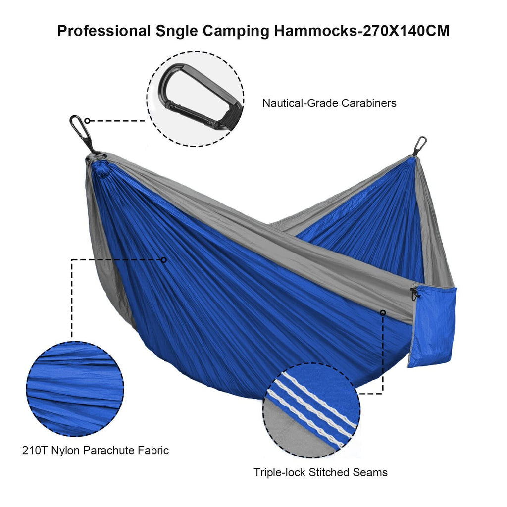 Lightweight Nylon Parachute Camping Hammock with Tree Strap and Carabiner J100269