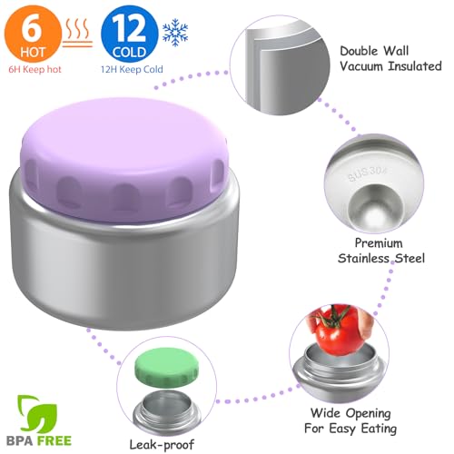 8oz Leak-Proof 4 Compartment Bento Lunch Box Set with Thermo Food Jar and Insulated Bag F819