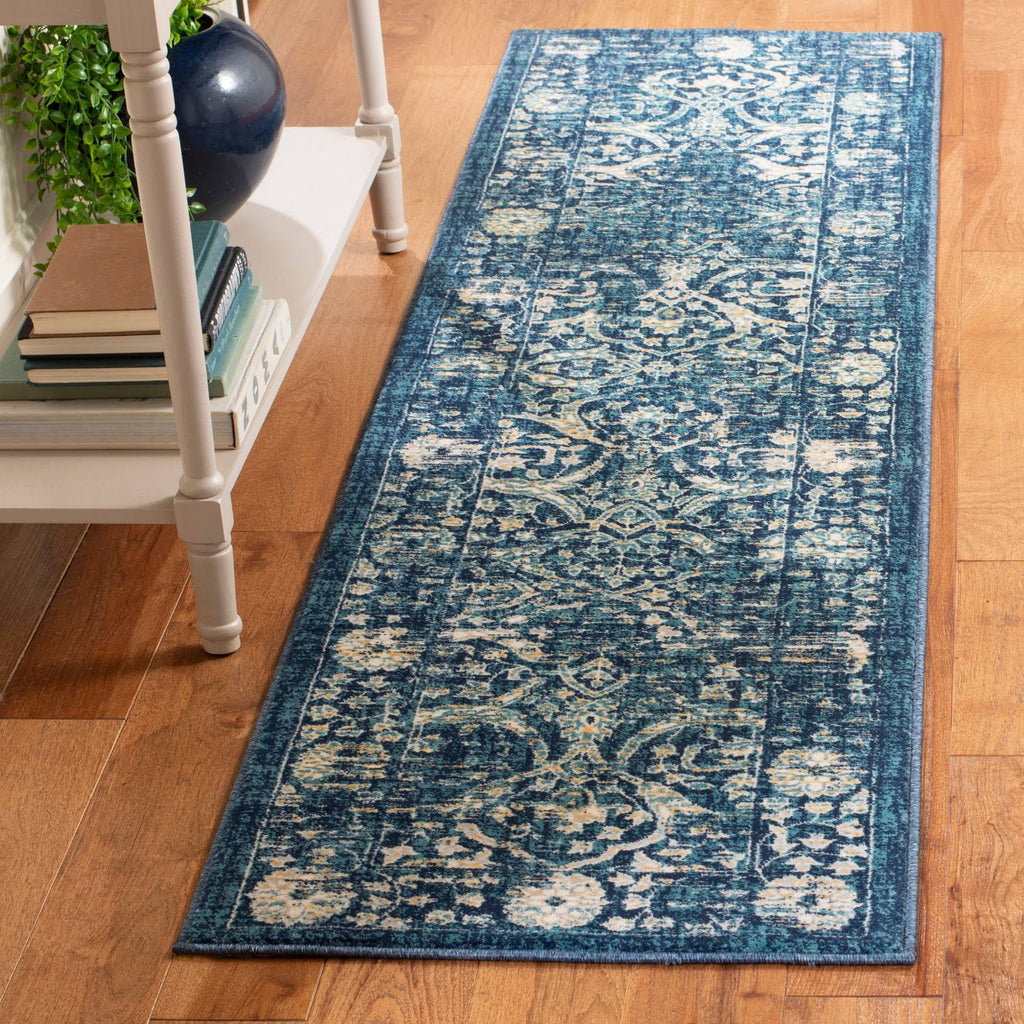 Navy / Beige Runner Rug Y14201
