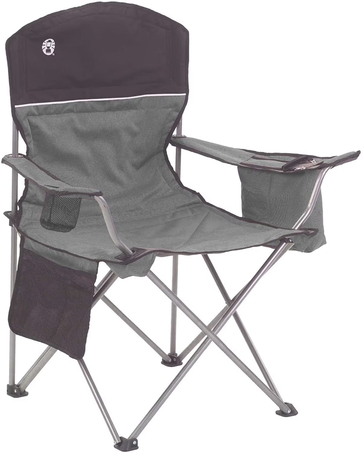 Grey/Black Camping Chair with Built-In 4-Can Cooler O30972