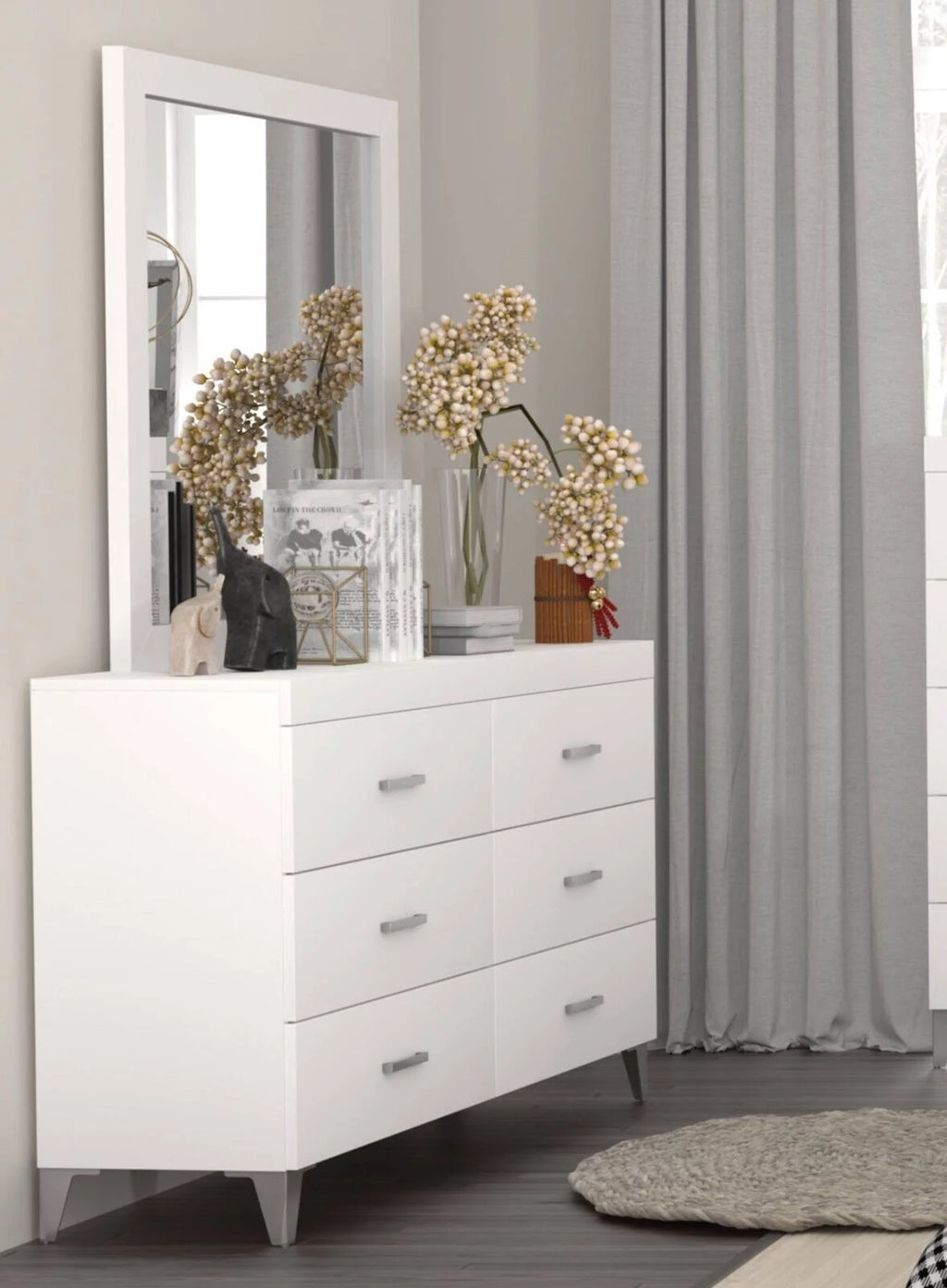 White 5pc Eastern King Bedroom Set with LED Headboard W854520