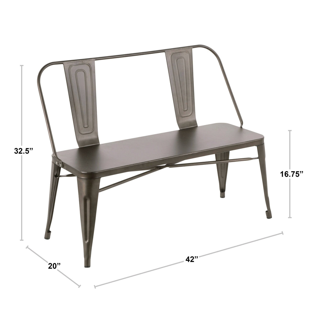 Industrial Metal Bench (Vintage White) Z543989