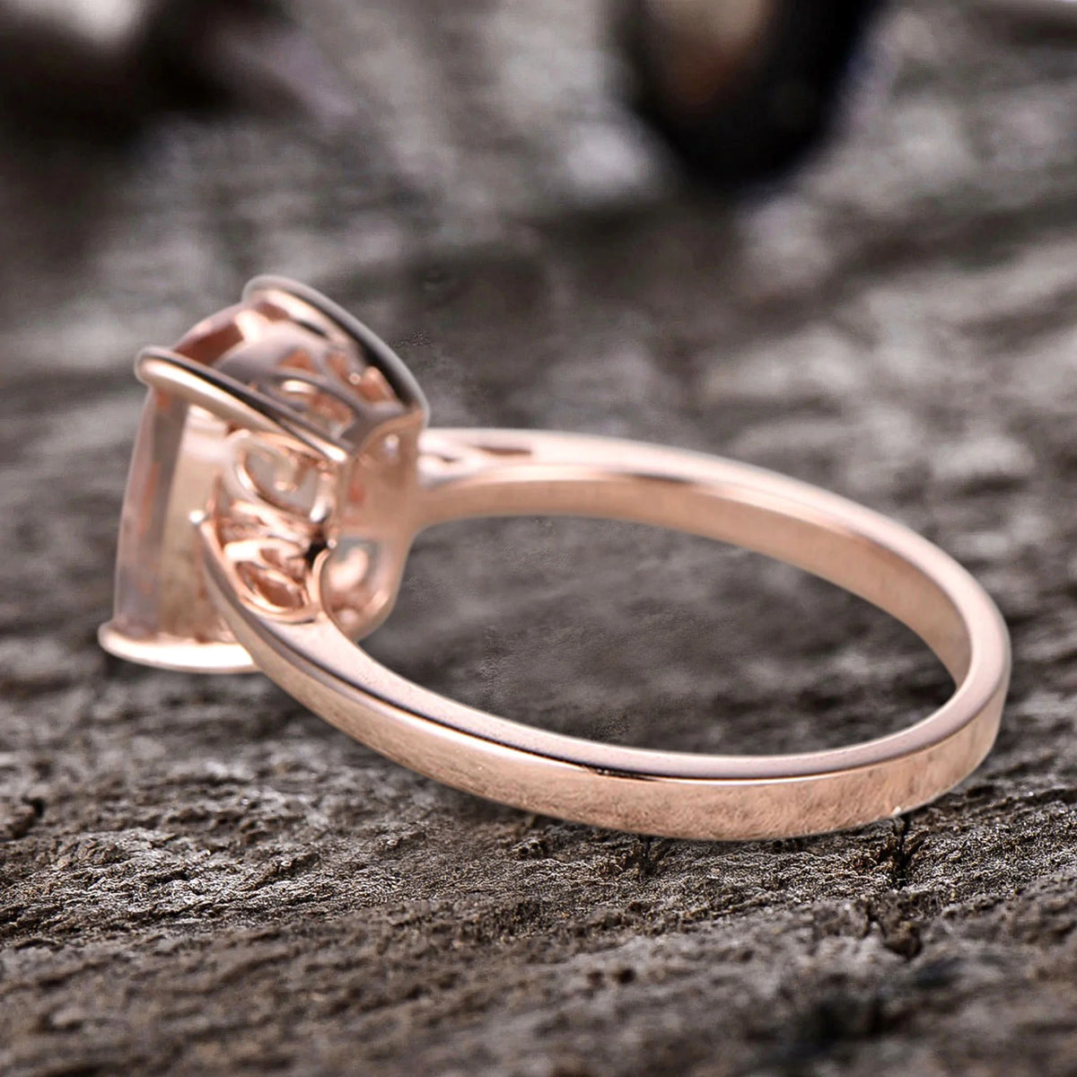 10mm Cushion Morganite 4 Carat Engagement Ring 10k Rose Gold Filigree N3342