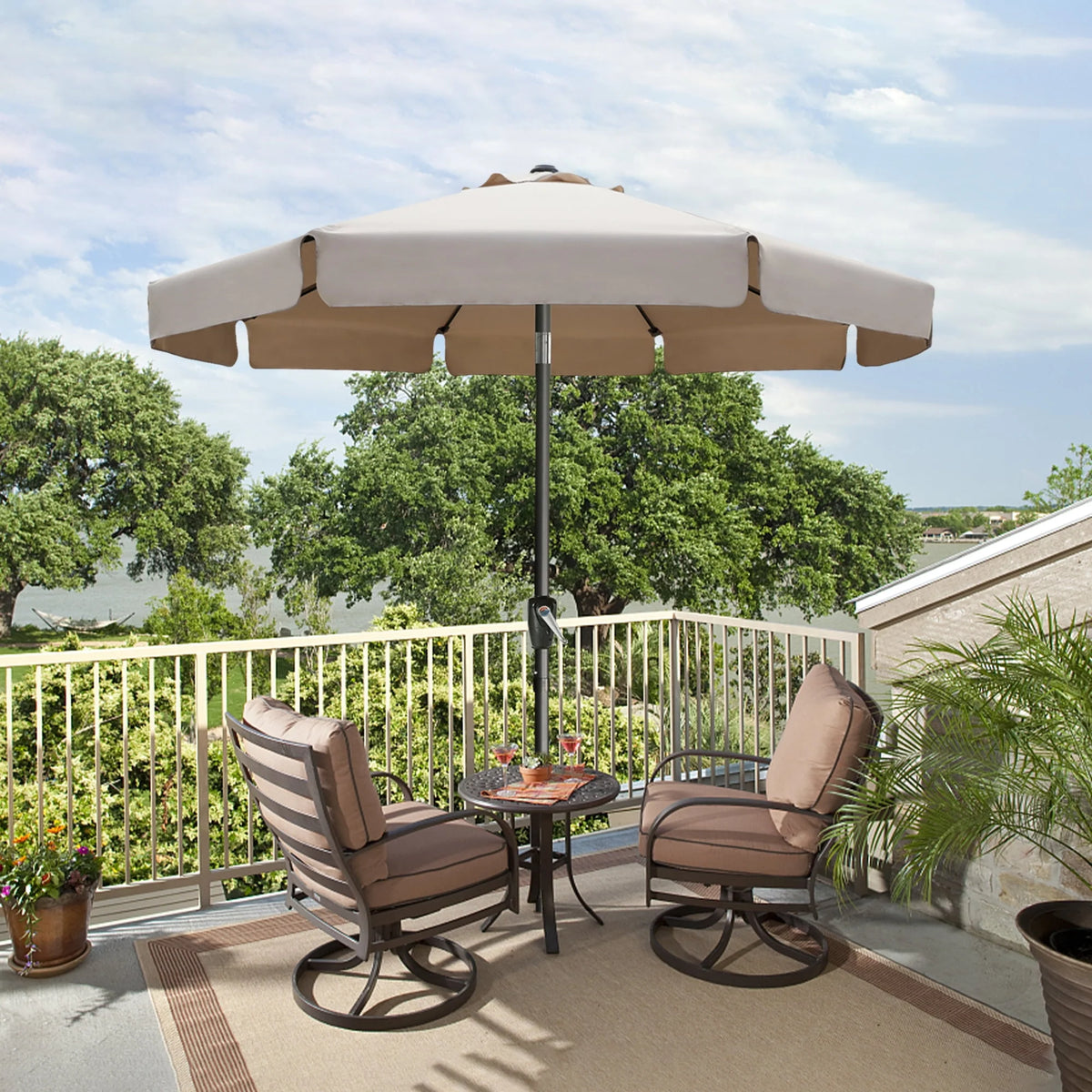 9ft Outdoor Market Patio Umbrella with Push Button Tilt K8498