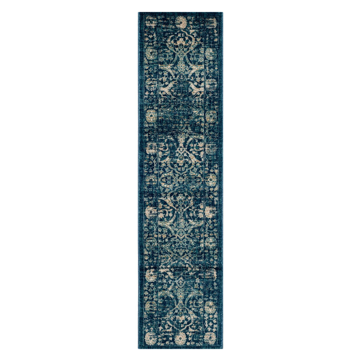 Navy / Beige Runner Rug Y14201