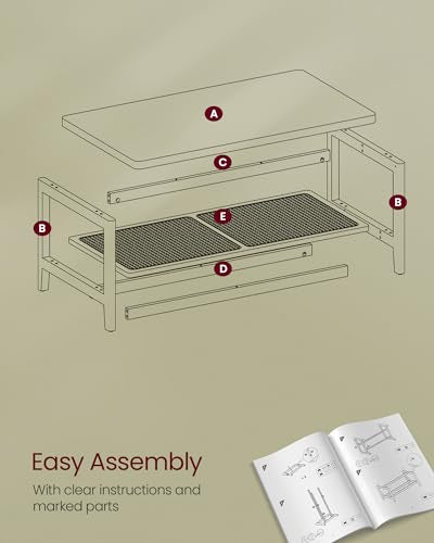 2-Tier Coffee Table with PVC Rattan Storage Shelf C8316