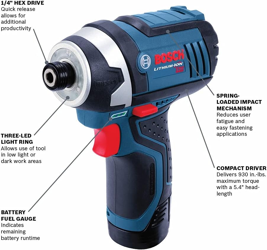 12V Max 1/4-Inch Hex Impact Driver Kit with 2 Batteries, Charger and Case A9649