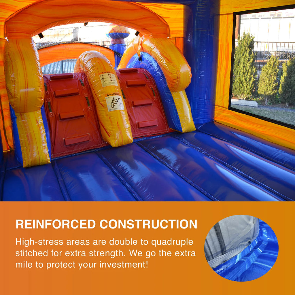 Inflatable Bounce with Two Slides, Heavy Duty Blower, Stakes and Storage F880329