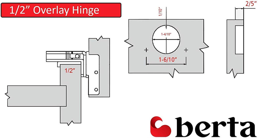 30 Pieces 1/2 inch Overlay Soft Closing Concealed Kitchen Cabinet Door Hinges with Screws K811220