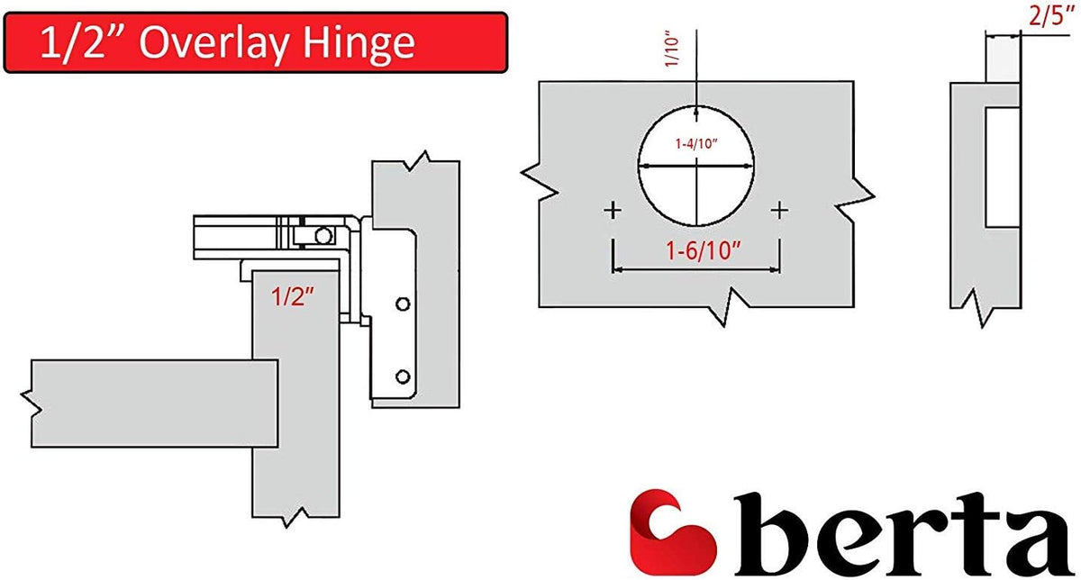 30 Pieces 1/2 inch Overlay Soft Closing Concealed Kitchen Cabinet Door Hinges with Screws K811220