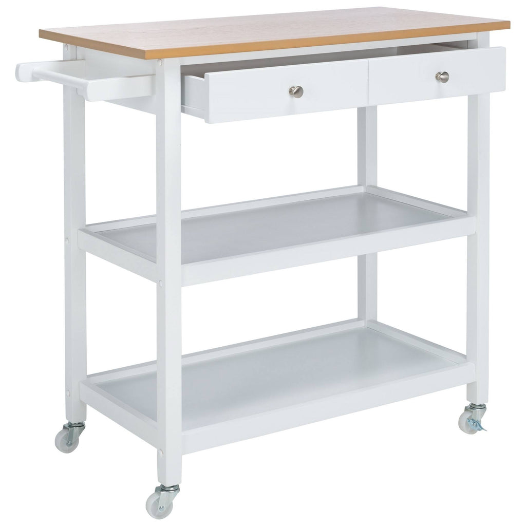 White 2 Drawer 3 Shelf Kitchen Cart K51907