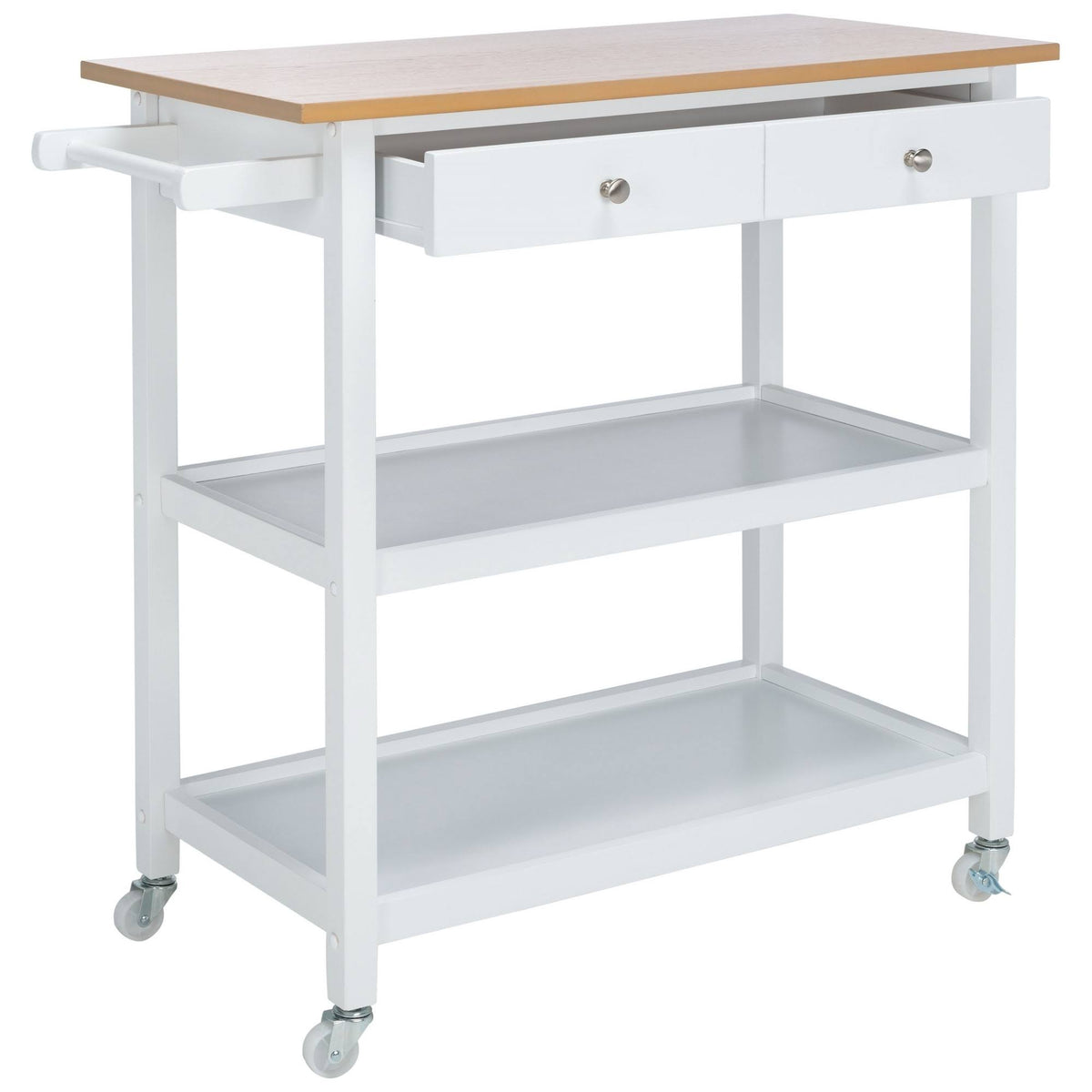 White 2 Drawer 3 Shelf Kitchen Cart K51907