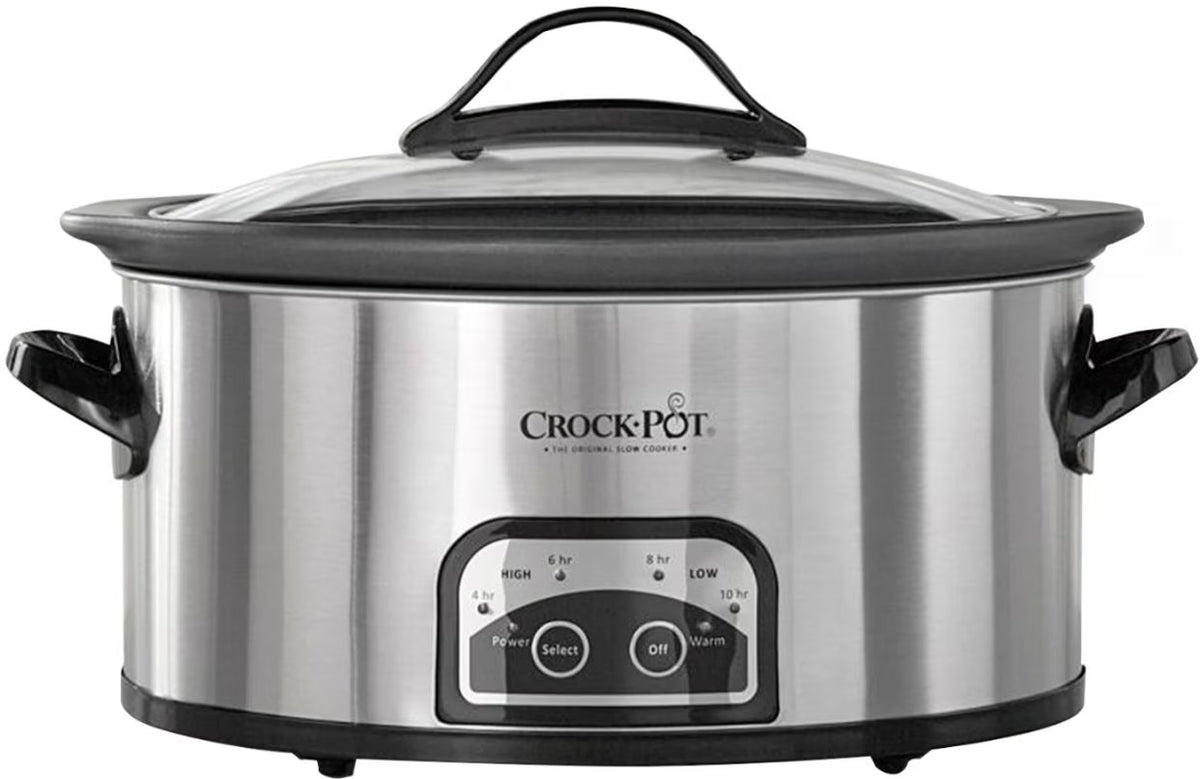 6 Quart Programmable Slow Cooker with Timer, Stainless Steel T188090