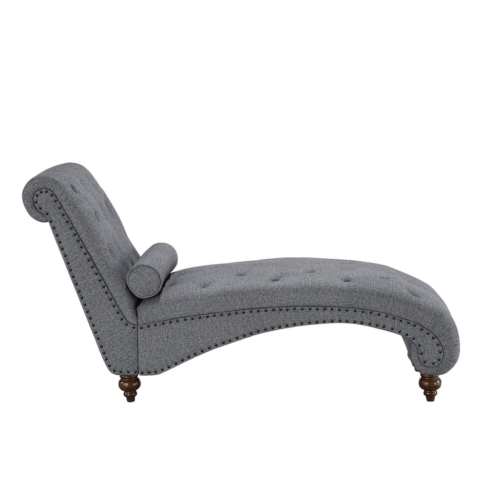 Gray Microfiber Tufted Chaise Lounge R36992
