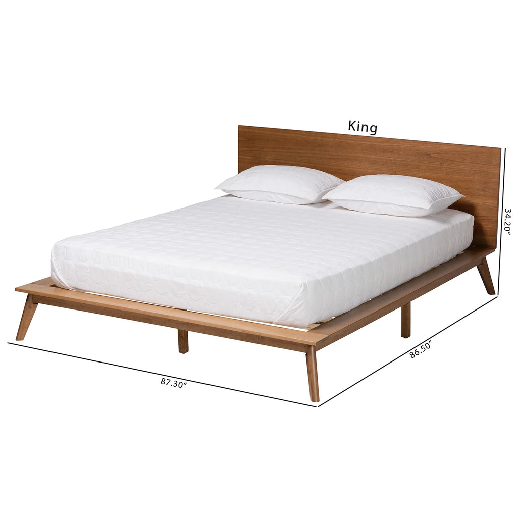 King Size Walnut Brown Wood Platform Bed F889679