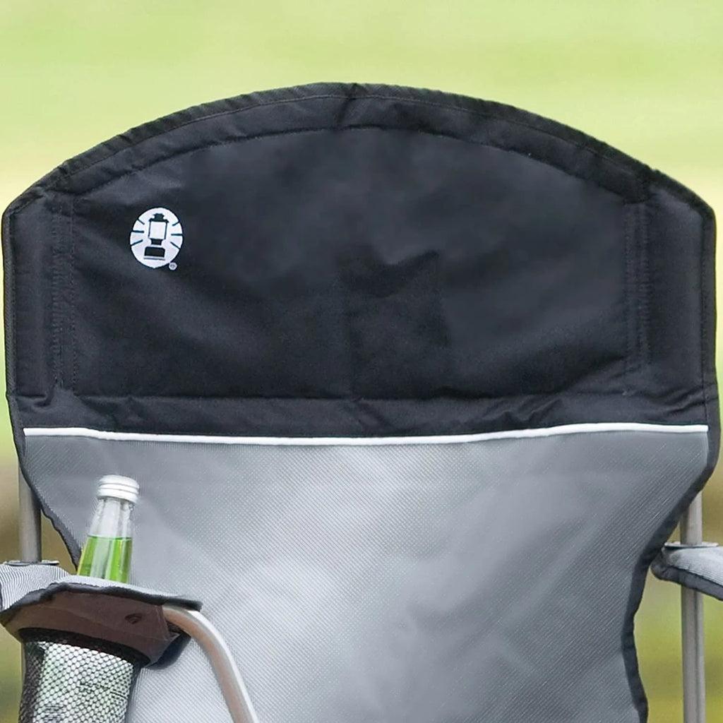 Grey/Black Camping Chair with Built-In 4-Can Cooler O30972