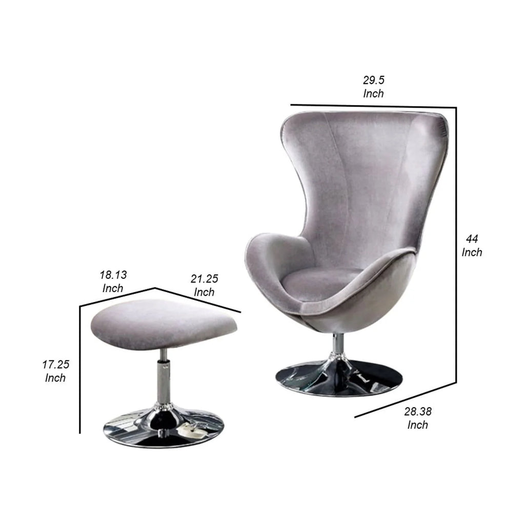 Gray Flannelette Accent Chair with Ottoman S81172