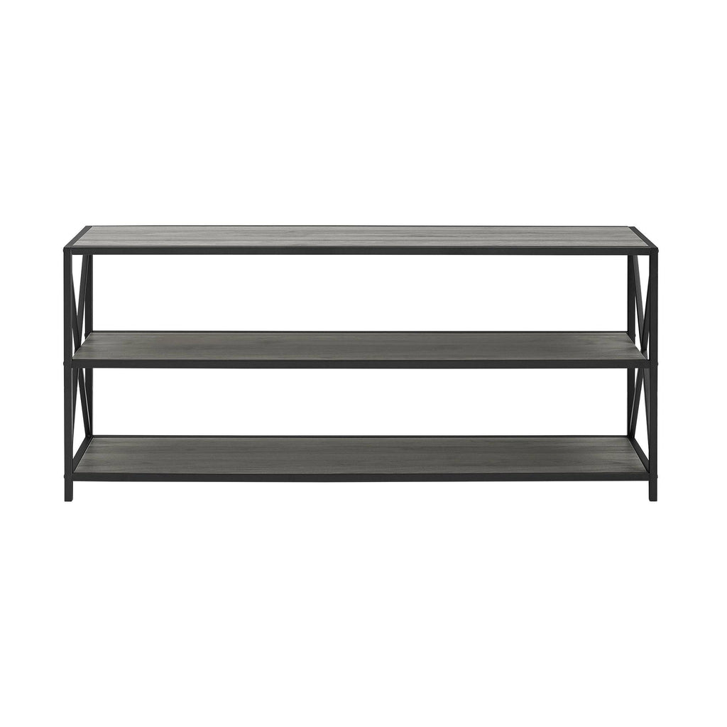 X-Frame 60x22 Wide 2 Shelf Laminate Industrial - Dark Walnut D807