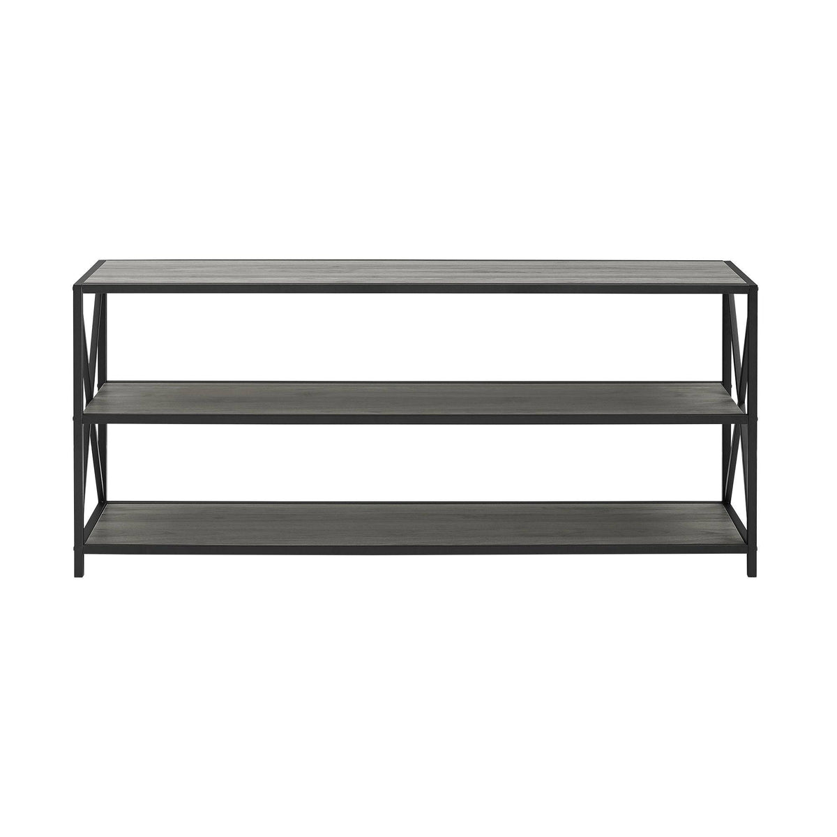 X-Frame 60x22 Wide 2 Shelf Laminate Industrial - Dark Walnut D807