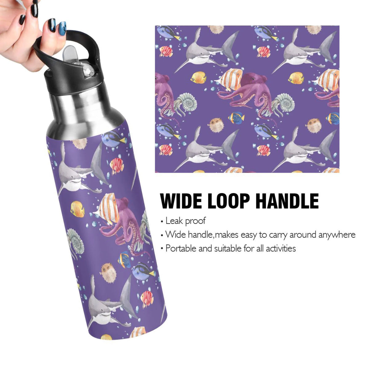 20 OZ Stainless Steel Vacuum Insulated Water Bottle with Straw Lid N6067