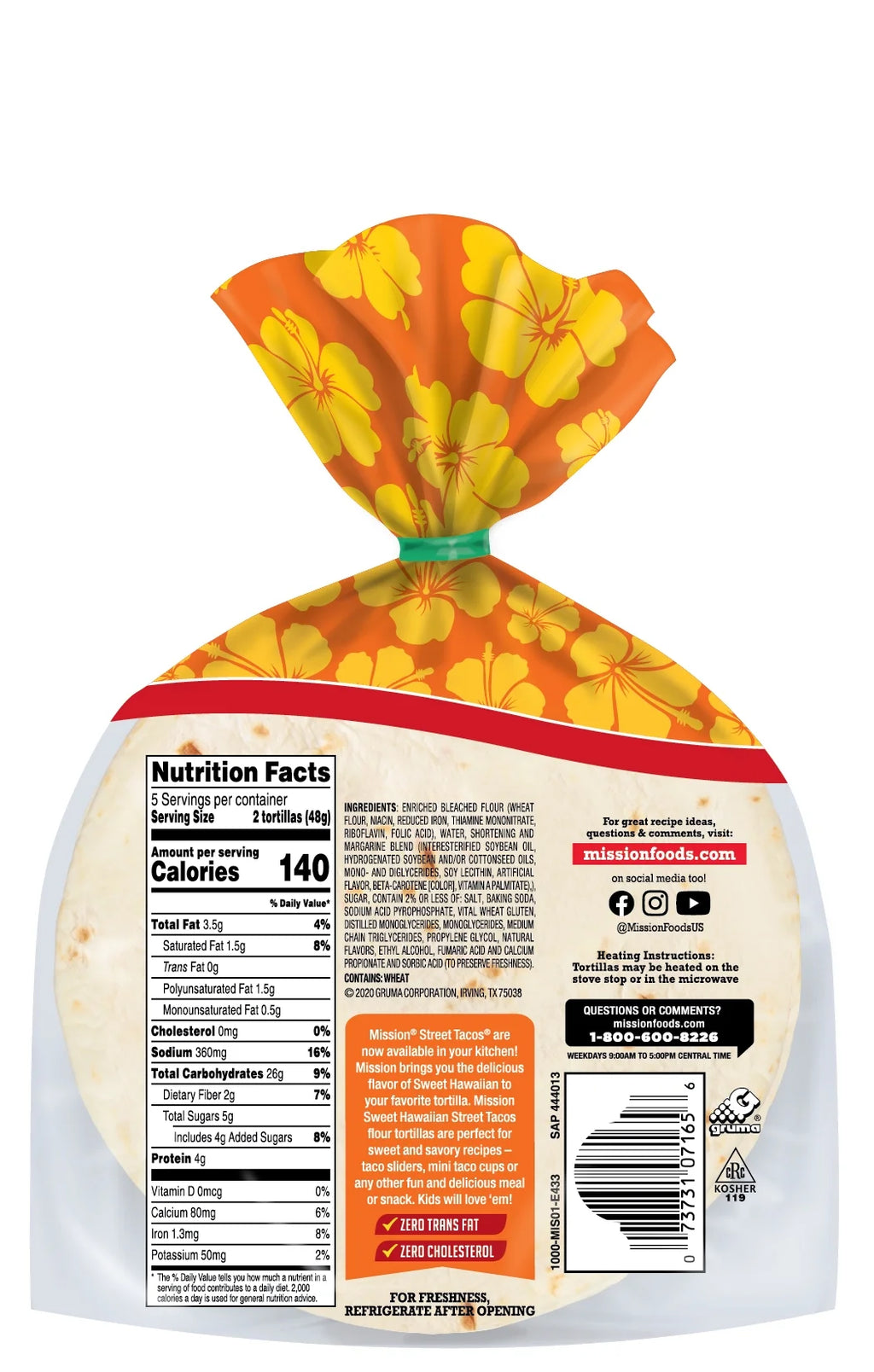Super Soft Hawaiian Street Taco Flour Tortillas, 8.54 oz, 10 Count M347