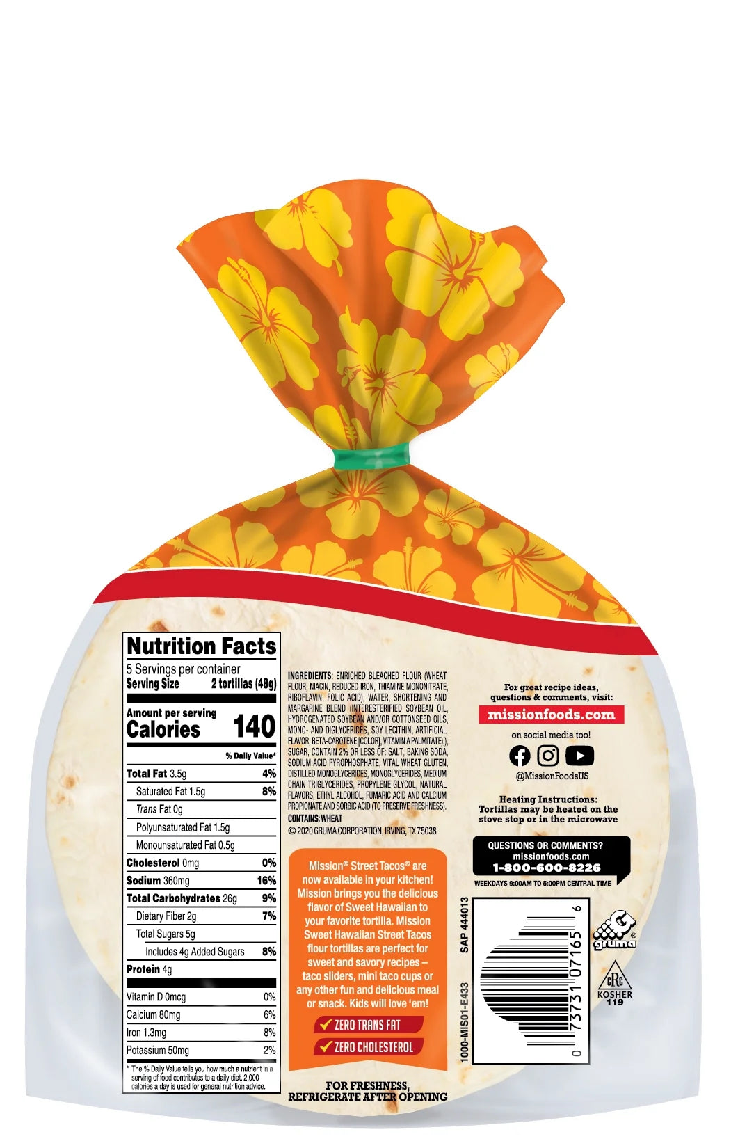 Super Soft Hawaiian Street Taco Flour Tortillas, 8.54 oz, 10 Count M347