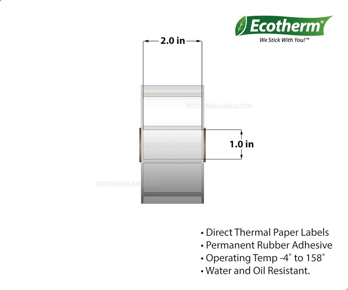 2x1 Thermal Labels Paper Stickers 1310 Per Roll 12 Rolls Direct Thermal R34699