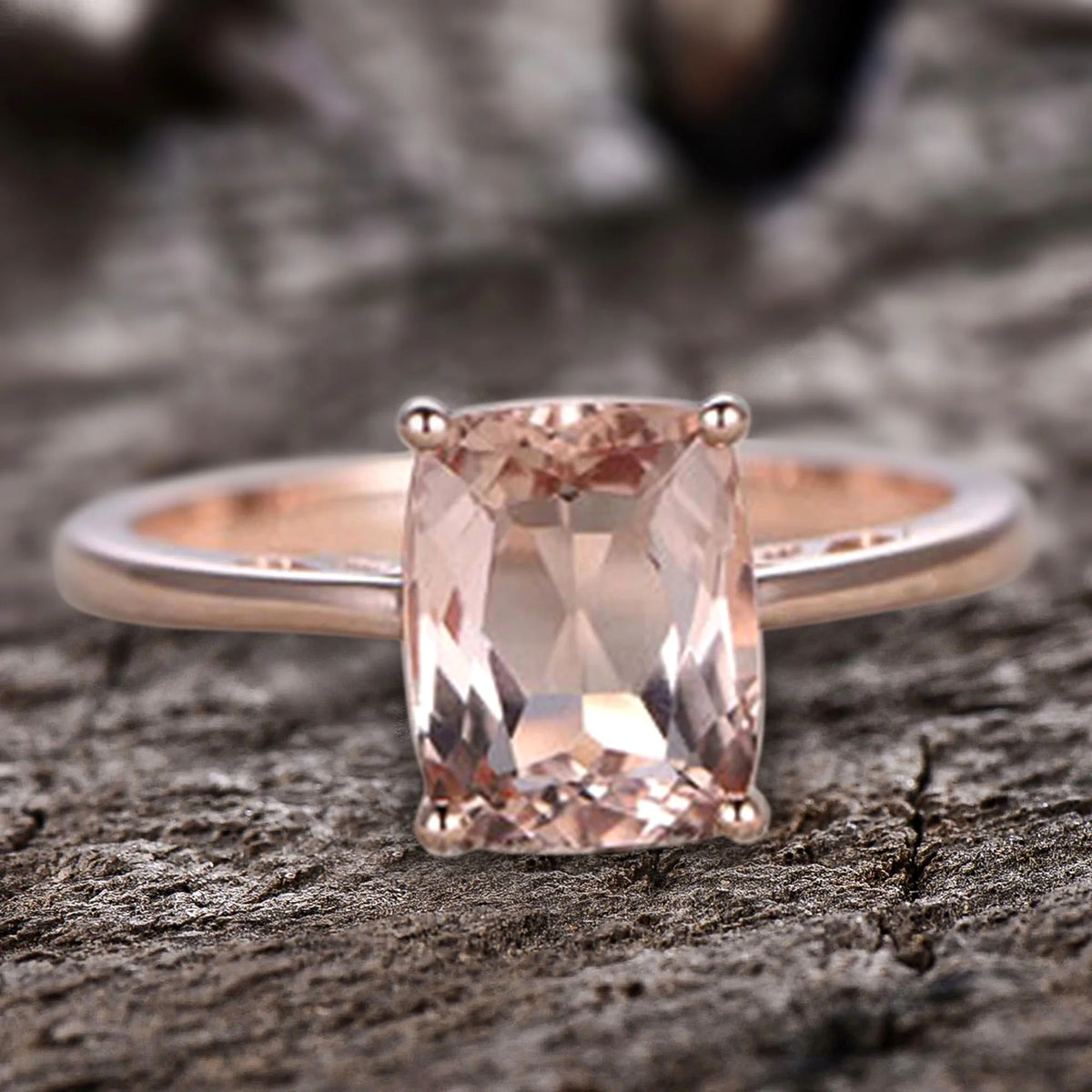 10mm Cushion Morganite 4 Carat Engagement Ring 10k Rose Gold Filigree N3342