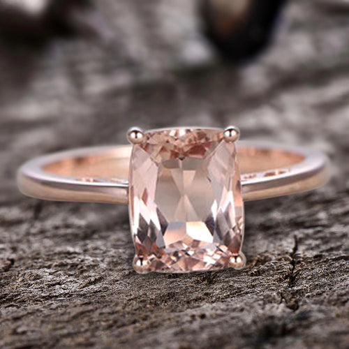 10mm Cushion Morganite 4 Carat Engagement Ring 10k Rose Gold Filigree N3342