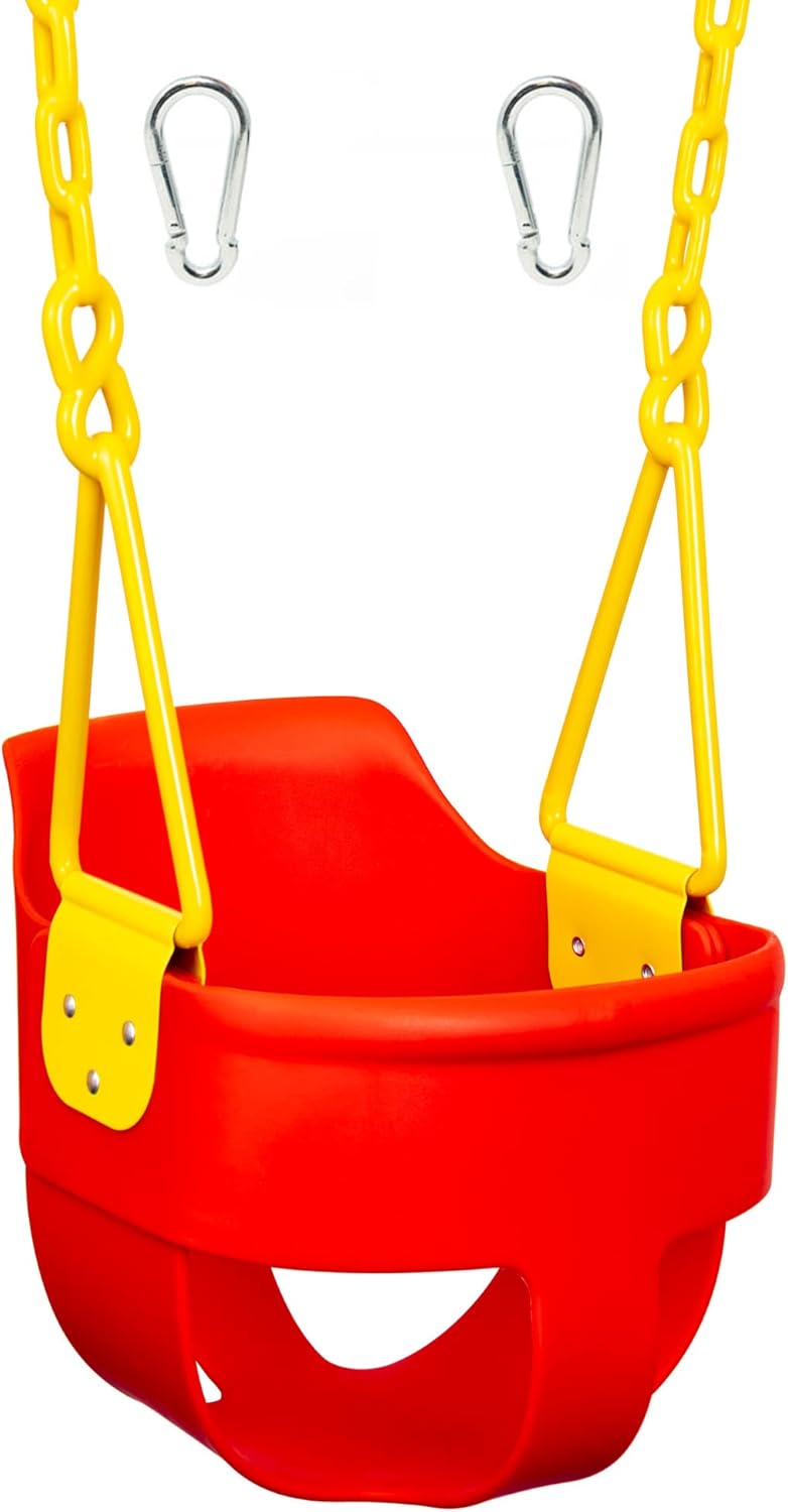 Blue Full Bucket Toddler Swing Seat with Plastic Coated Chains and Carabiners, Pack of 2 M9095
