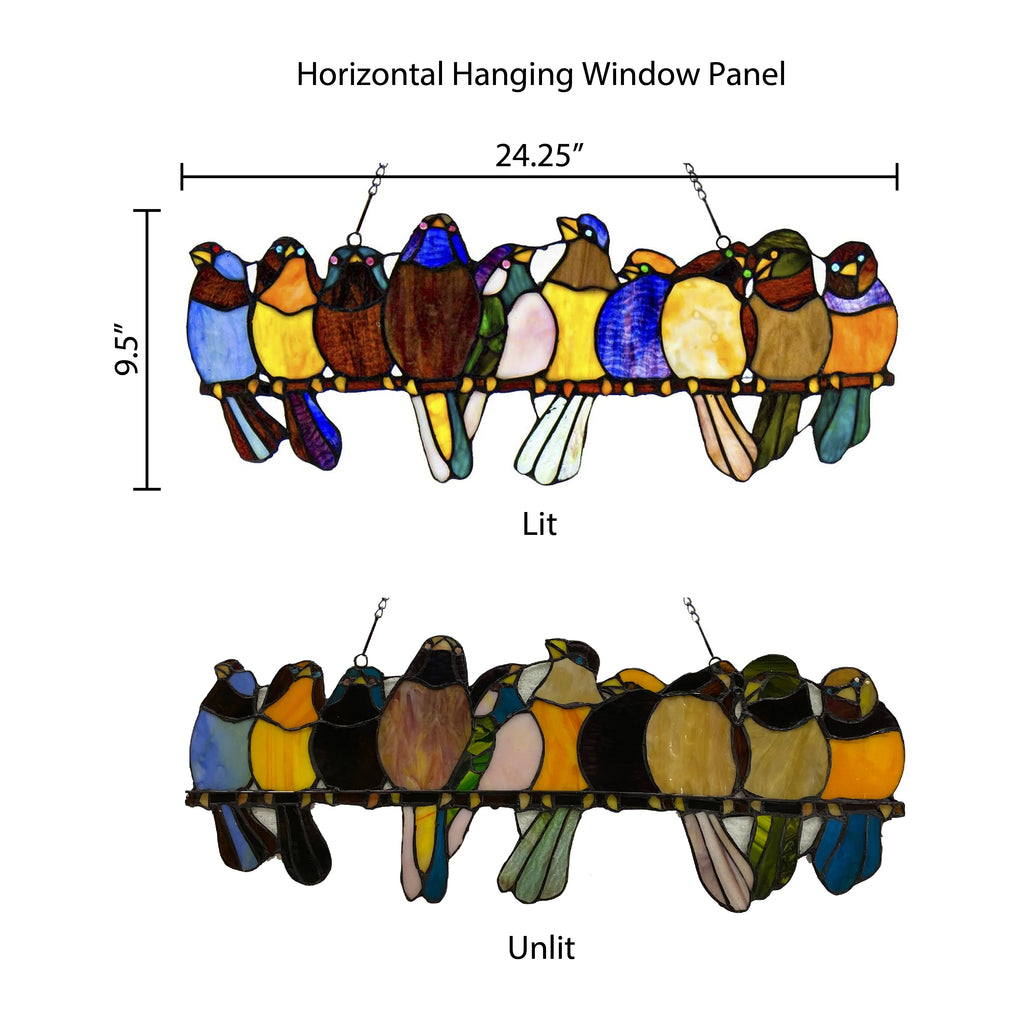 Stained Glass Birds on a Wire Window Panel H594