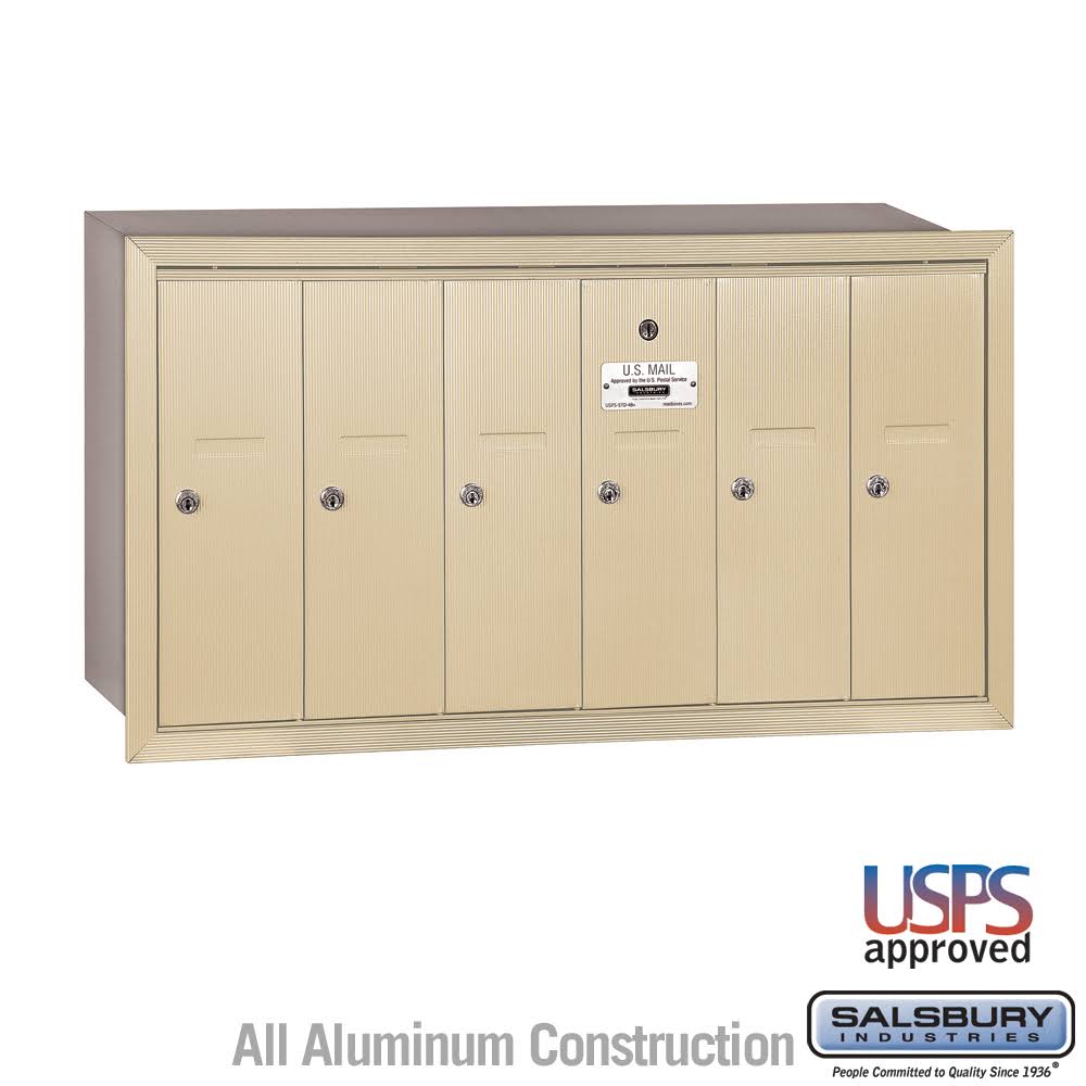Vertical Mailbox 6 Doors Sandstone Recessed Mounted M526498