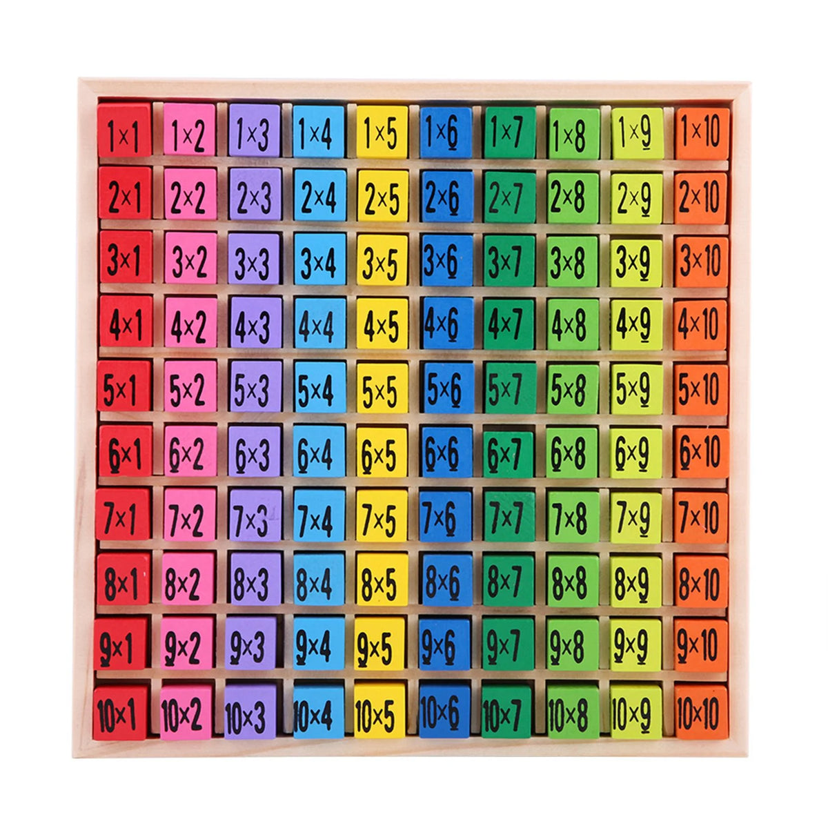 10 X 10 Wooden Multiplication Table Math Tray P4480
