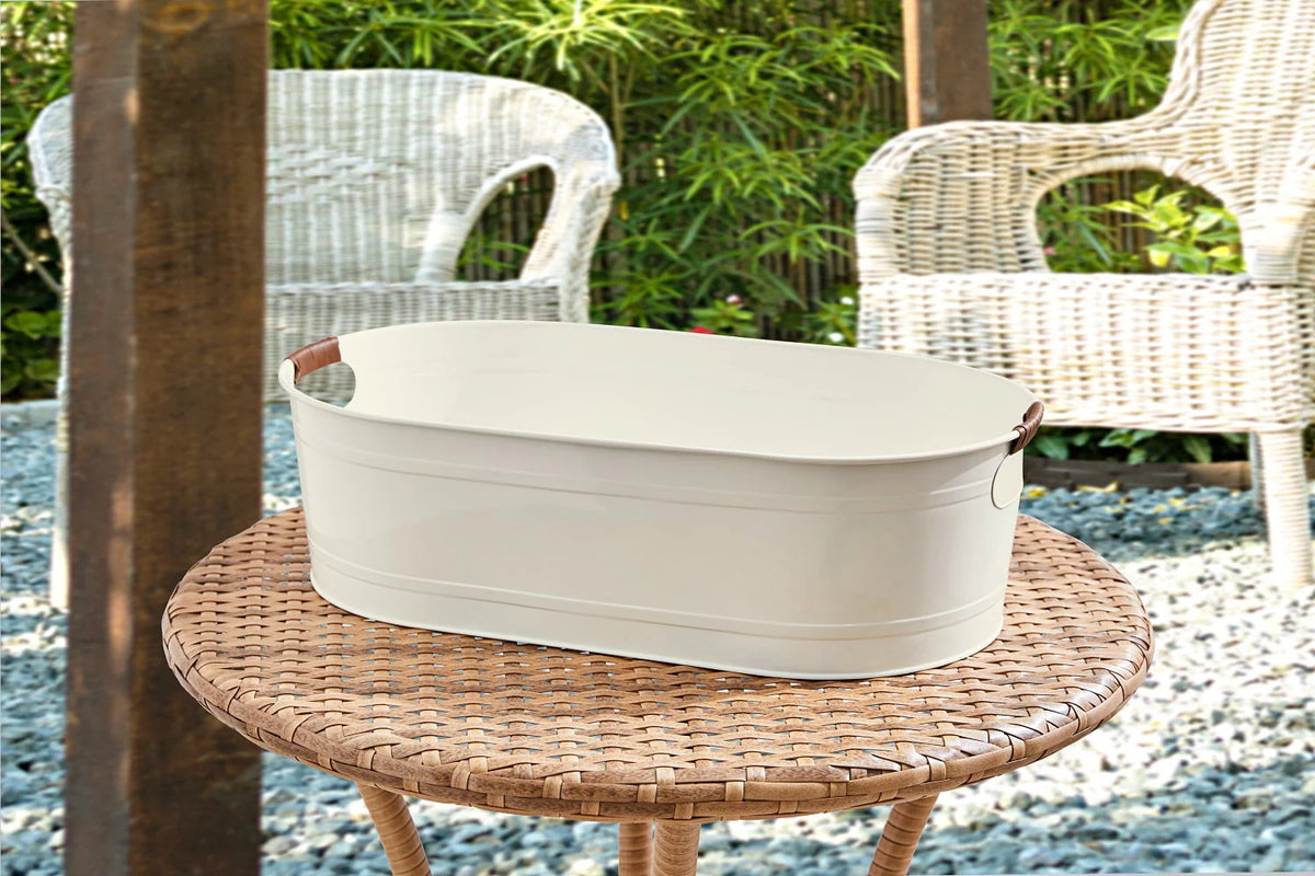 White Medium Oval Galvanized Tub I8094