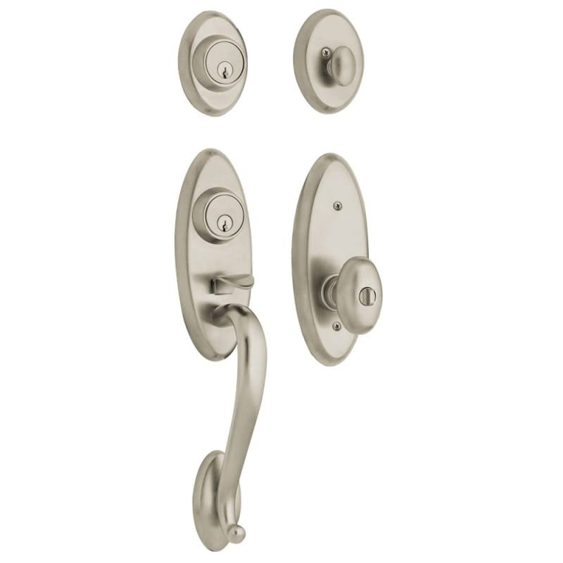Satin Nickel Two-Point Lock Dummy Handleset Egg Knob A32019
