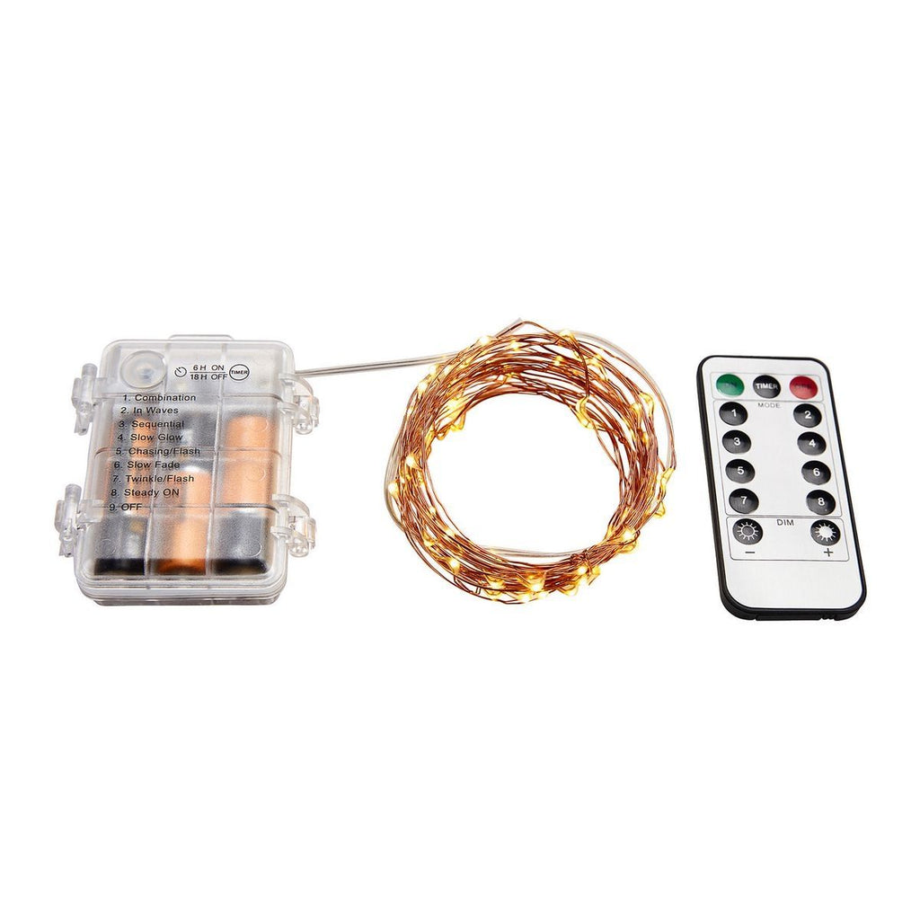 Warm White Copper Wire Lights with Remote J72160