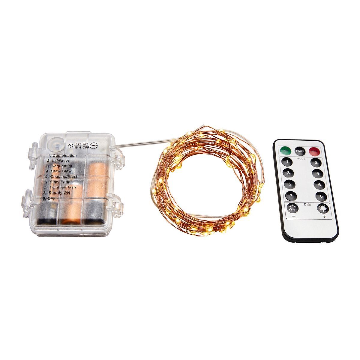 Warm White Copper Wire Lights with Remote J72160