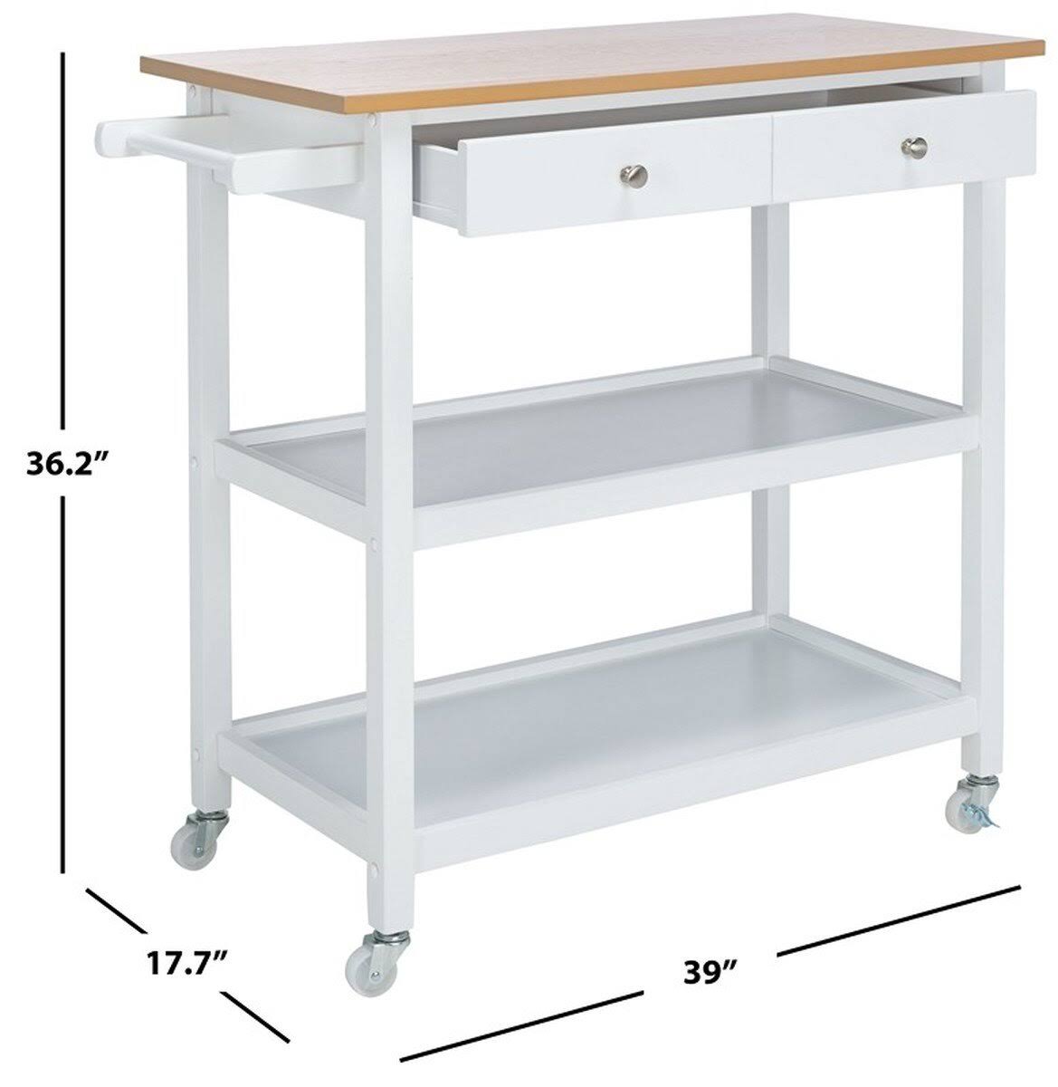 White 2 Drawer 3 Shelf Kitchen Cart K51907