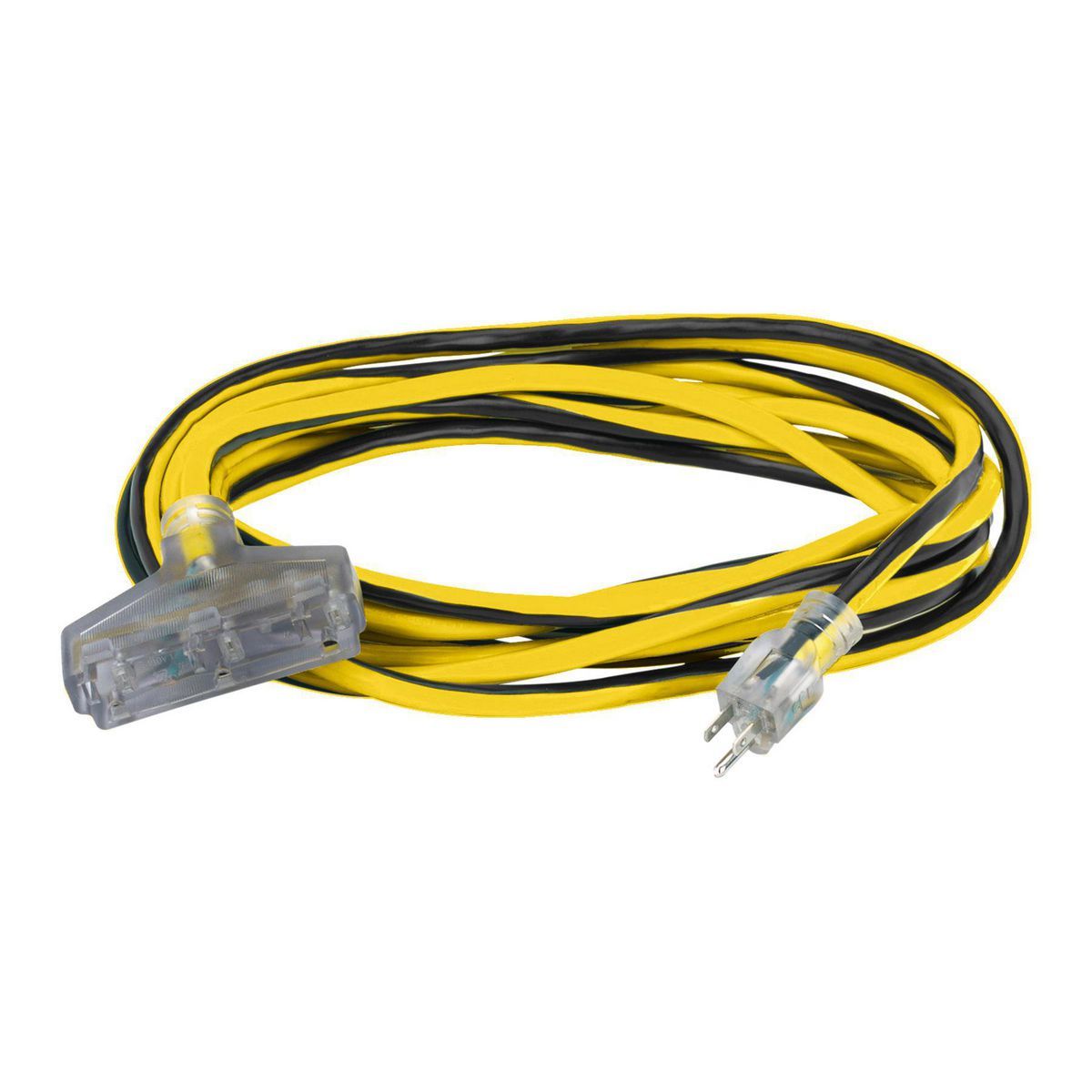 25 ft. 12/3 Gauge Multiple Outlet Extension Cord with Indicator Light, Yellow, Black R27156