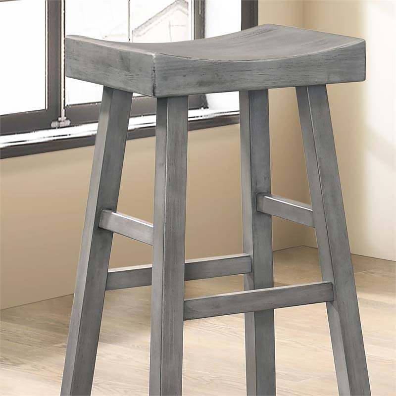 Antique Gray Wood Saddle Stool (Set of 2) J86245