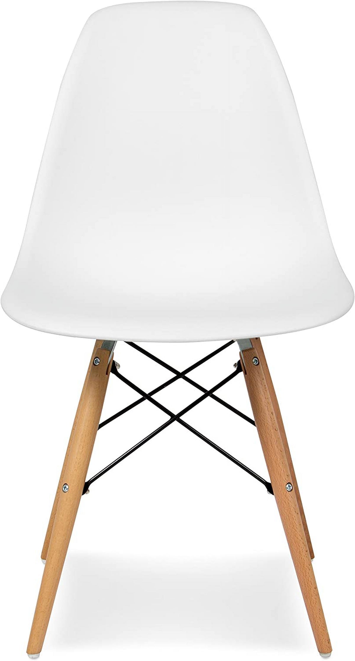 White Molded Plastic Dining Chairs with Wood Legs, Set of 4 W82573