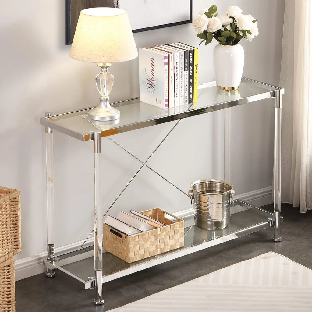 Glass Console Tables with Metal Frame E1080